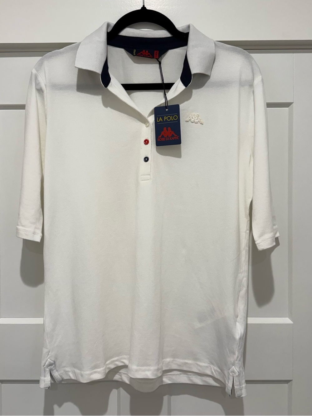 Robe di Kappa La Polo Shirt Mens XL White/Navy Solid Short Sleeve Collared